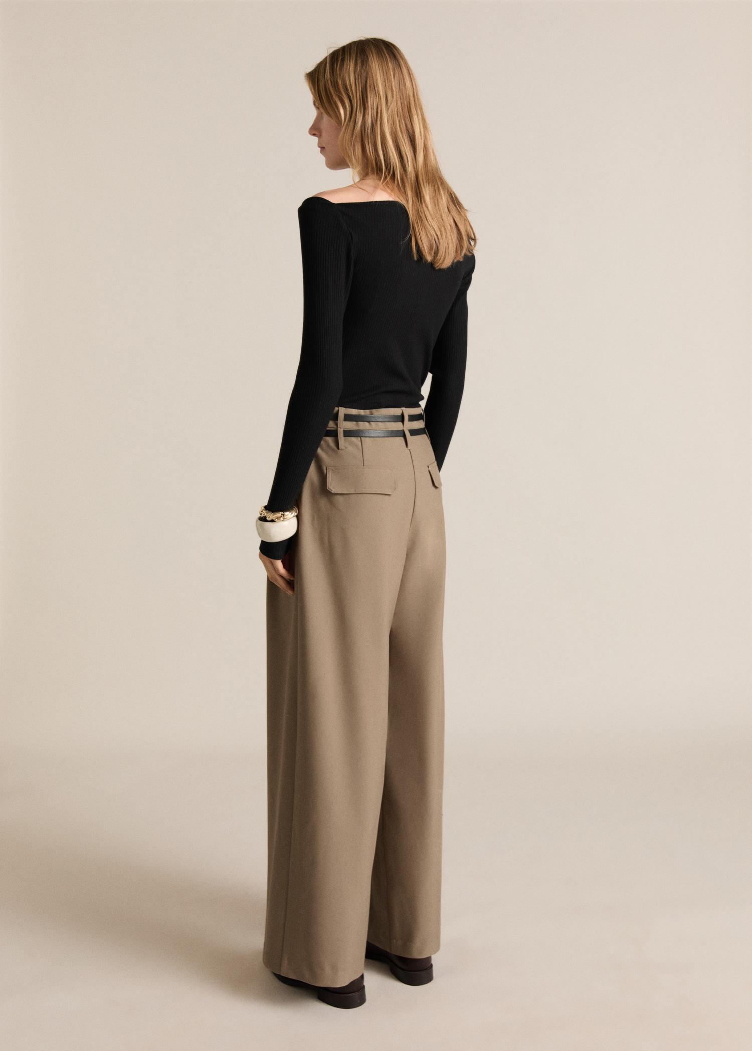 Combined-fabric jumpsuit with belt - Women | MANGO USA Product Image