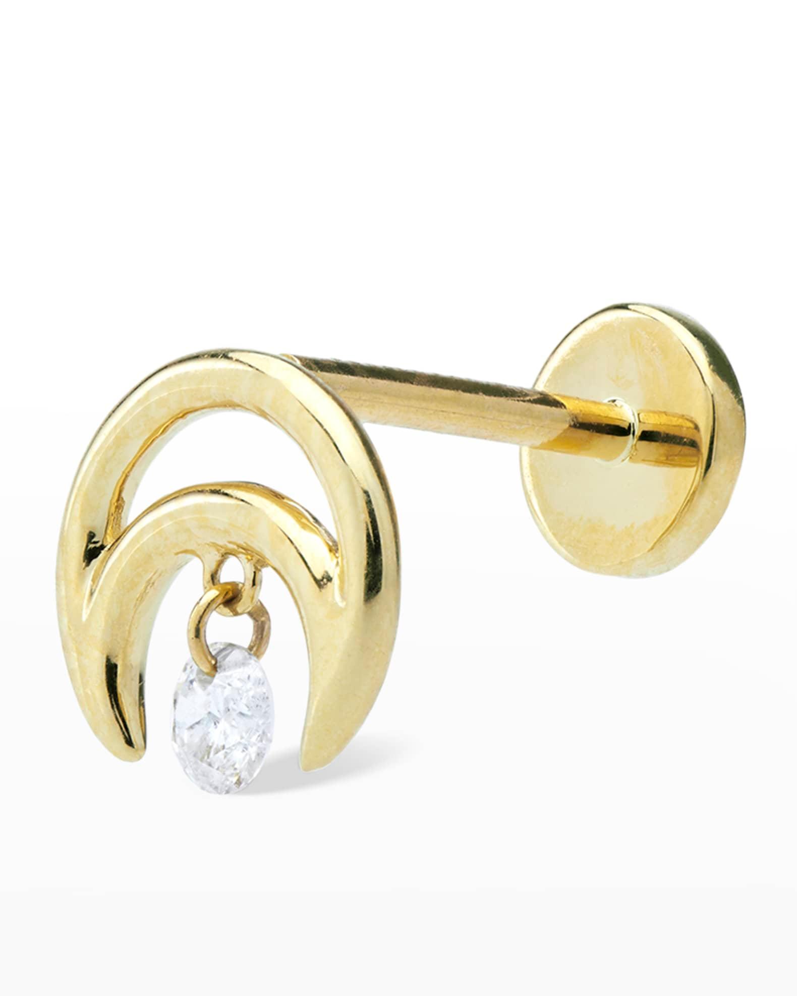 Plain Moon Nesting One Diamond Stud Earring, Single Product Image