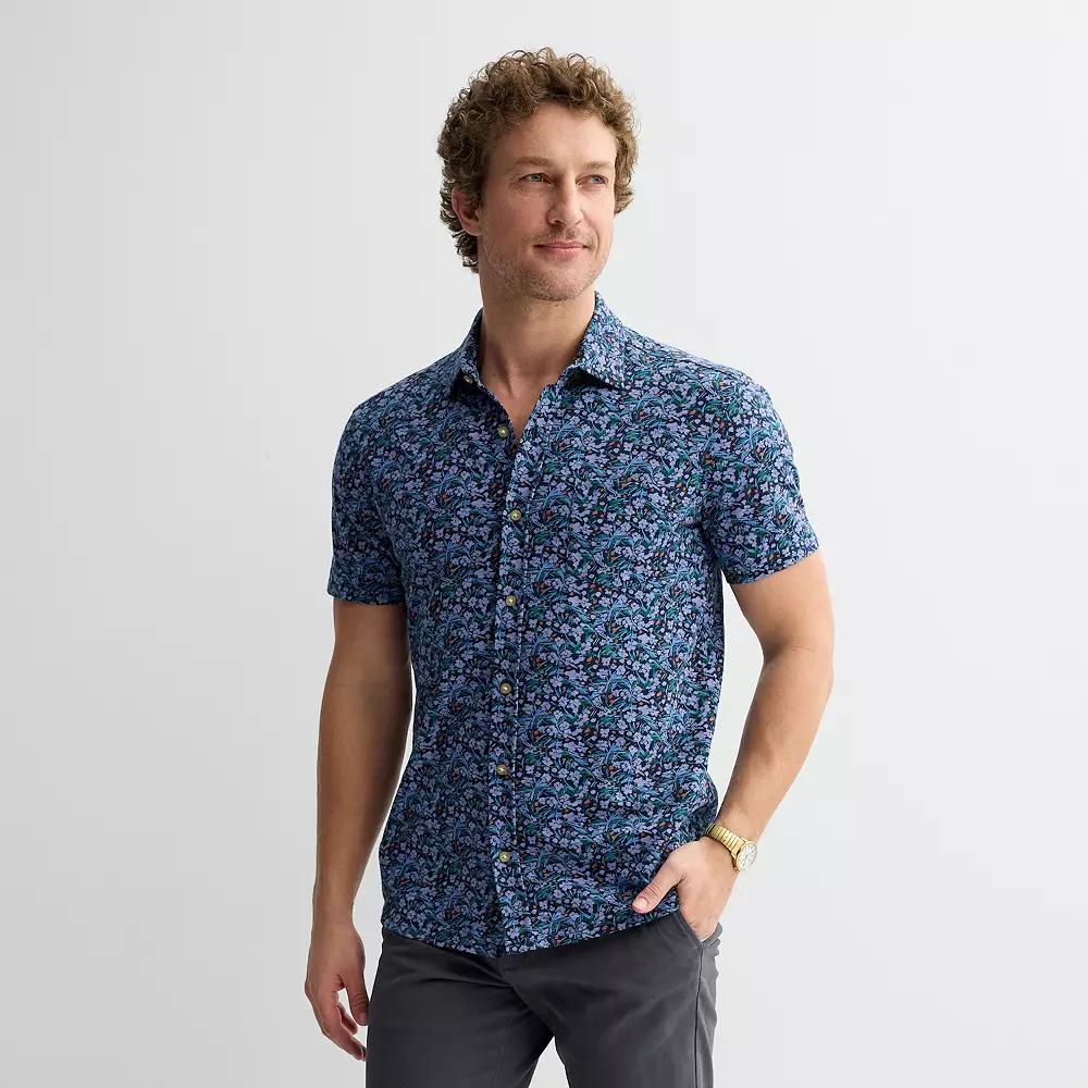 Men's Sonoma Goods For Life® Knit Short Sleeve Button Down Shirt,  Product Image