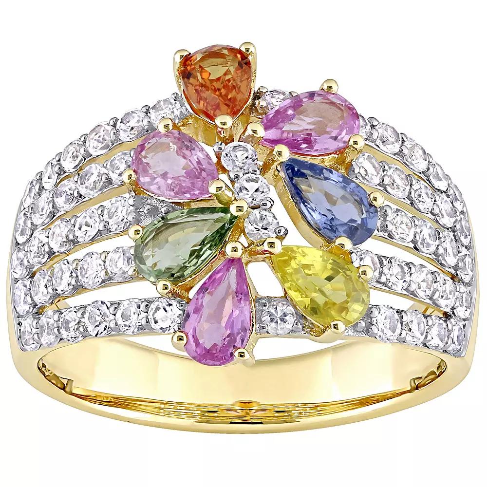 Stella Grace 14k Gold Multicolor Sapphire Cluster Floral Ring, Women's, Size: 5 Product Image