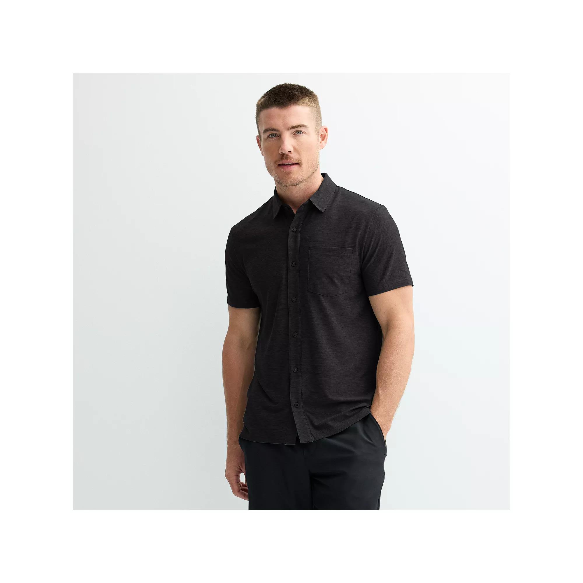Men's FLX Wander Button Down Polo, Size: Small, Black Coal Product Image