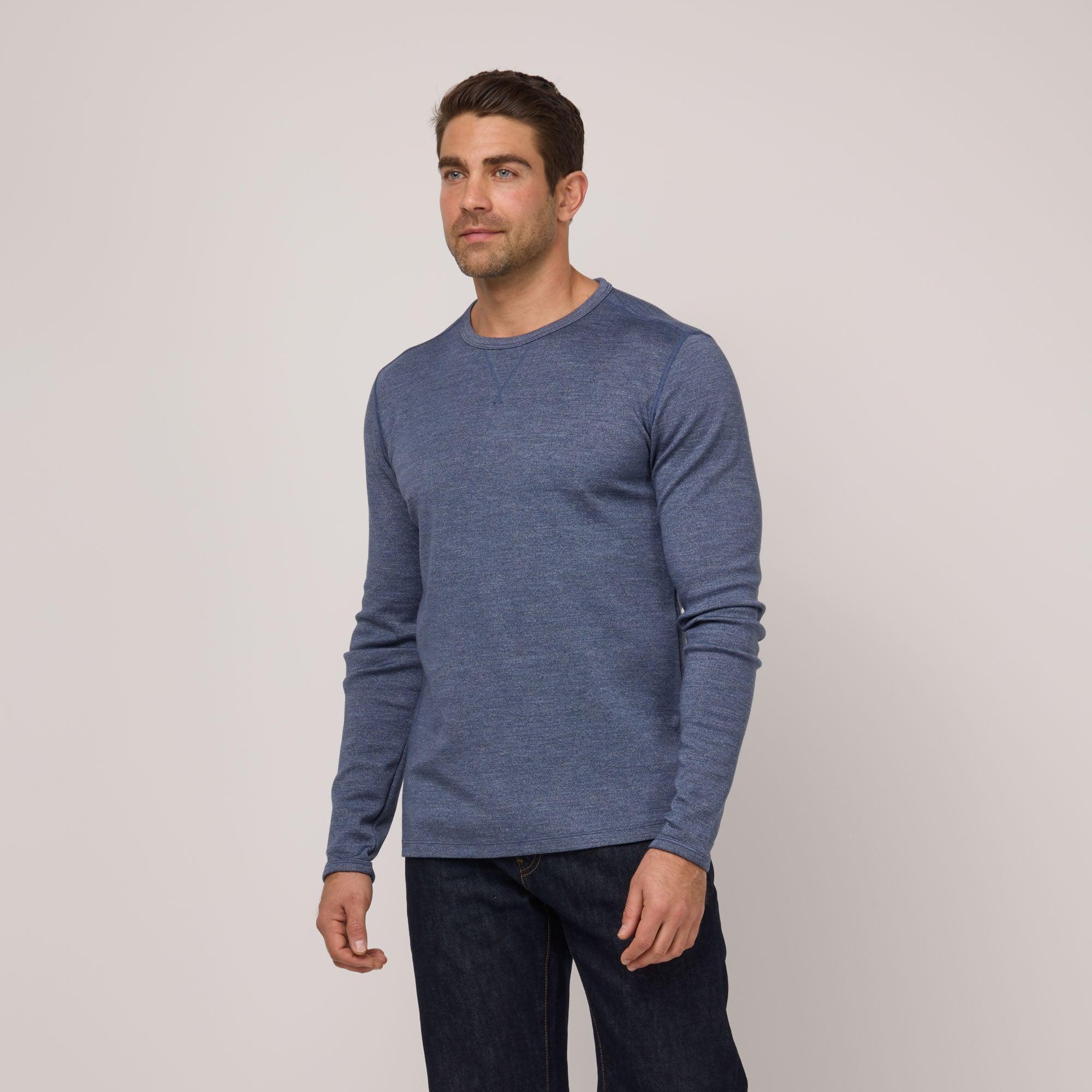 Merino Wool Interlock Sweatshirt | Aurora Blue Heather Product Image