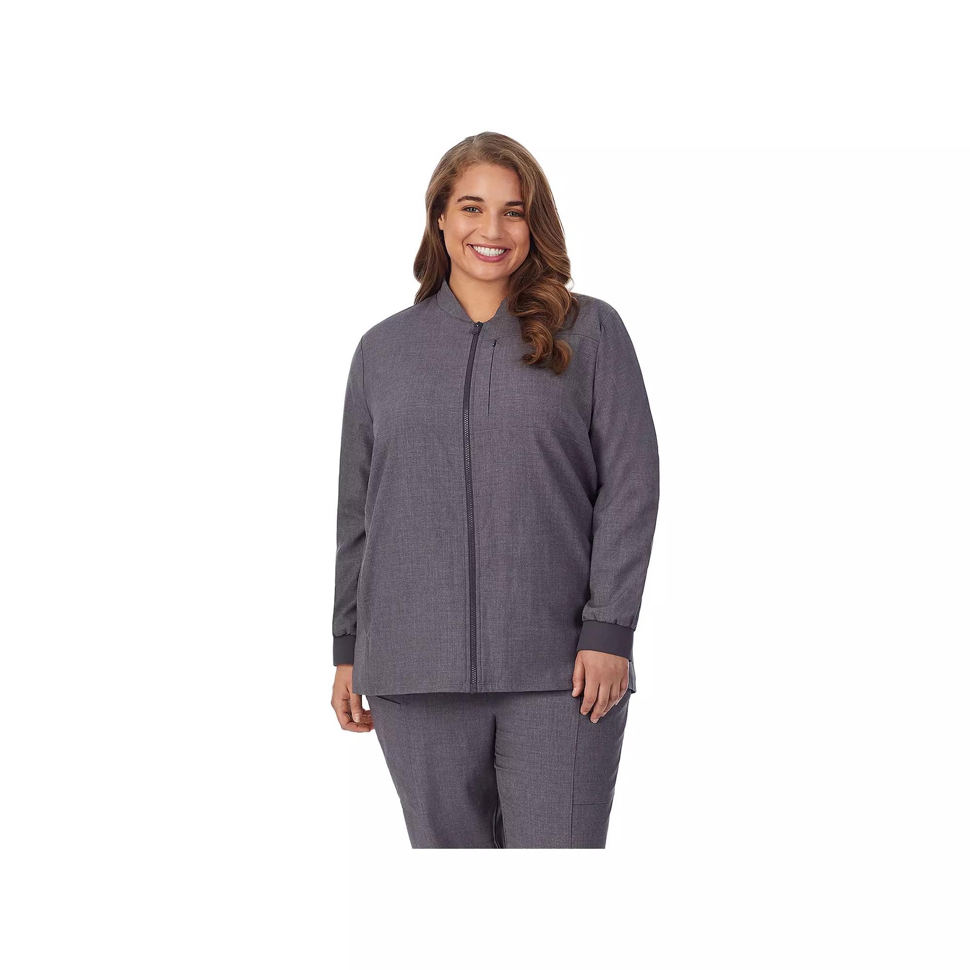 Plus Size Cuddl Duds® Scrubs 5-Pocket Lined Jacket, Women's, Size: 2XL, Grey Heather Gray Product Image