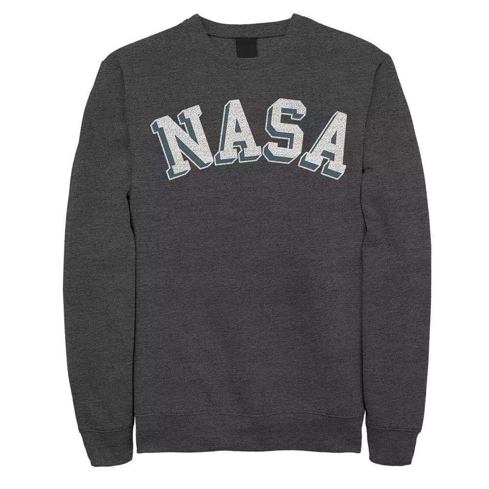 Men's NASA Curved 3D Bold Logo Sweatshirt, Size: XXL, Grey Heather Product Image