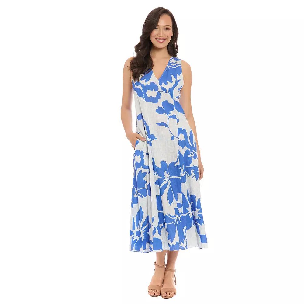 Women's London Times V-Neck Godet A-Line Dress,  Product Image