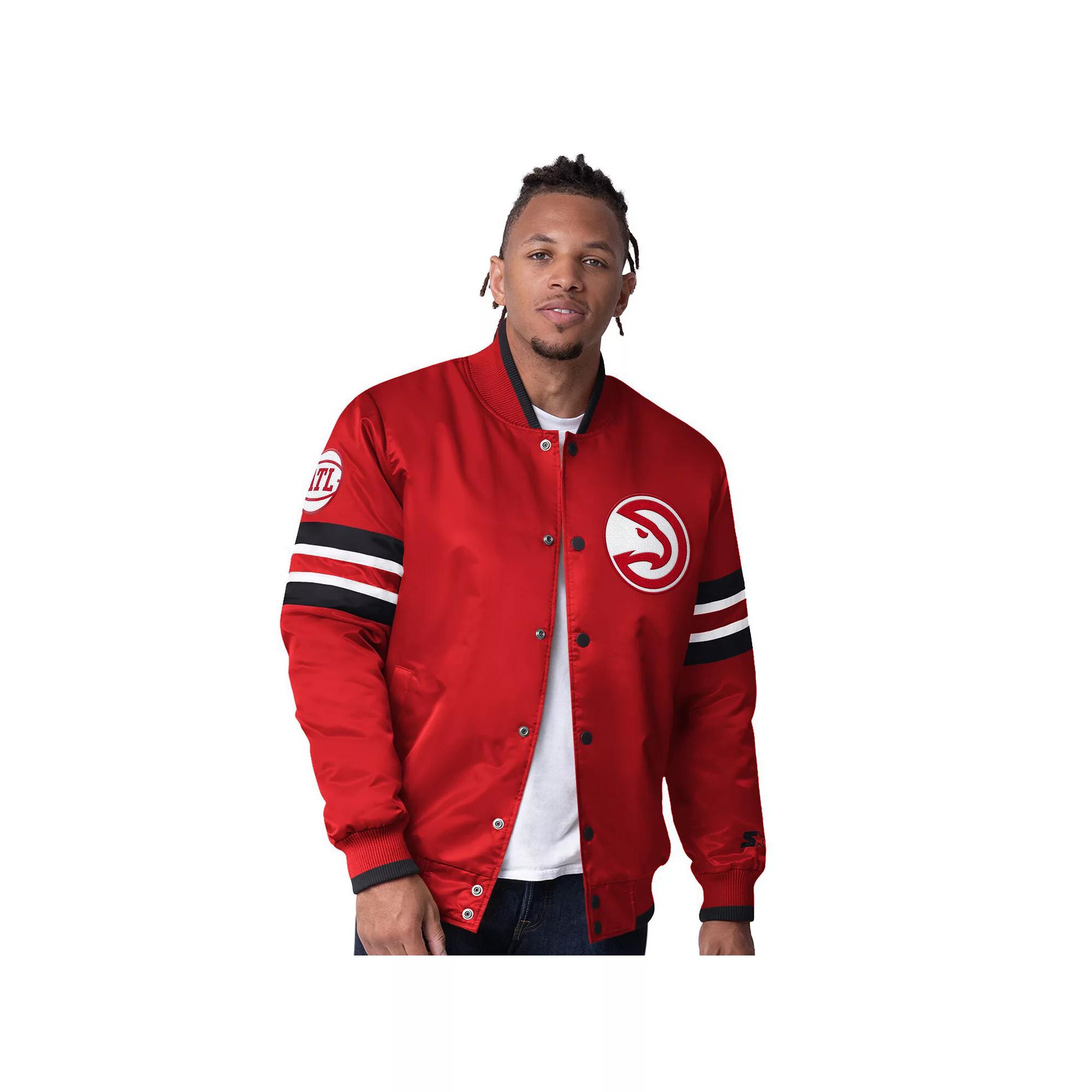 Men's Starter Red Atlanta Hawks Scout Varsity Satin Full-Snap Jacket,  Product Image