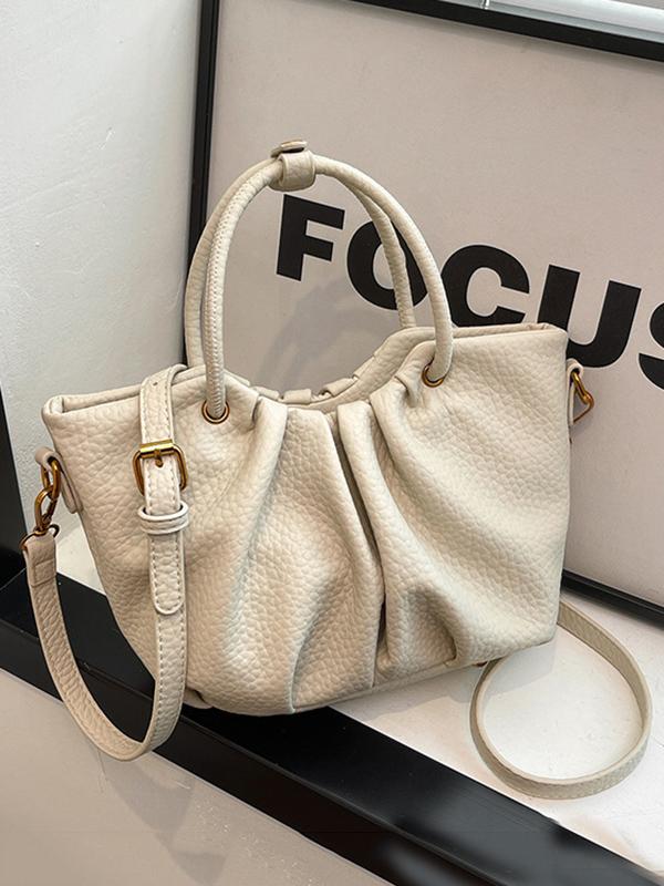 Pleated Solid Color Zipper Crossbody Bags Handbags Product Image