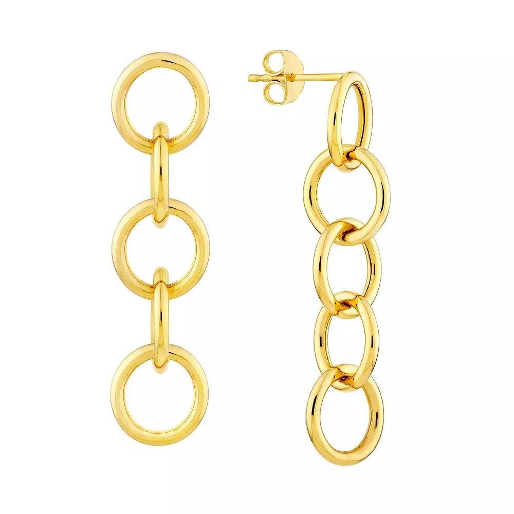14k Gold Round Link Linear Drop Earrings, Women's Product Image