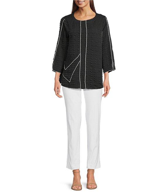 Ali Miles Textured Woven Scoop Neck 3/4 Sleeve Tunic Product Image