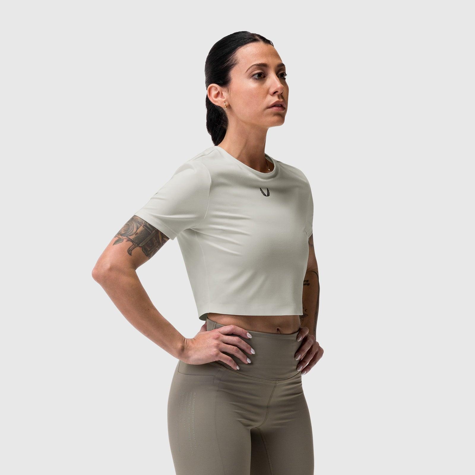 W019. LYCRA® Cropped Tee - Ivory Cream Product Image