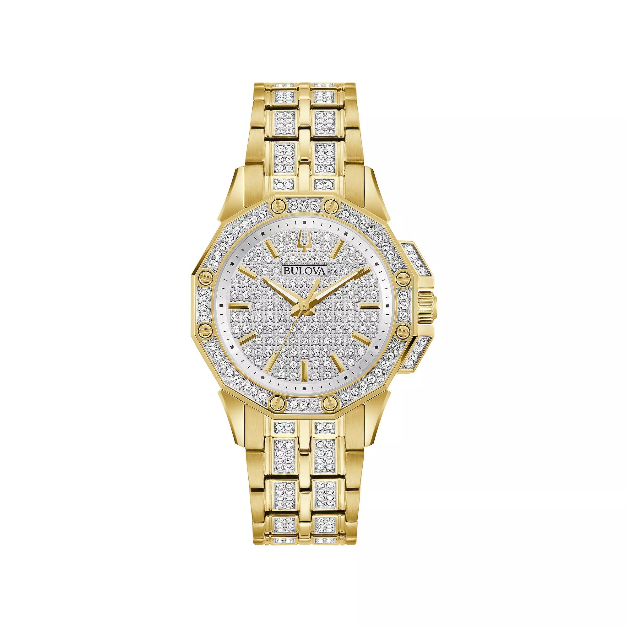 Bulova Womens Octava Gold Tone Stainless Steel Crystal Accent Bracelet Watch - 98L302 Product Image