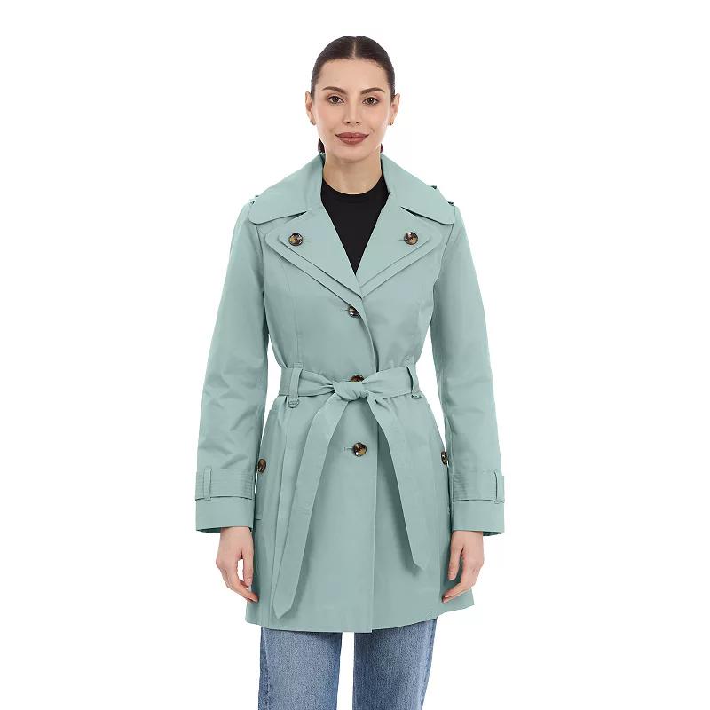 Women's London Fog Double-Lapel Removable Hood Belted Trench Coat,  Product Image