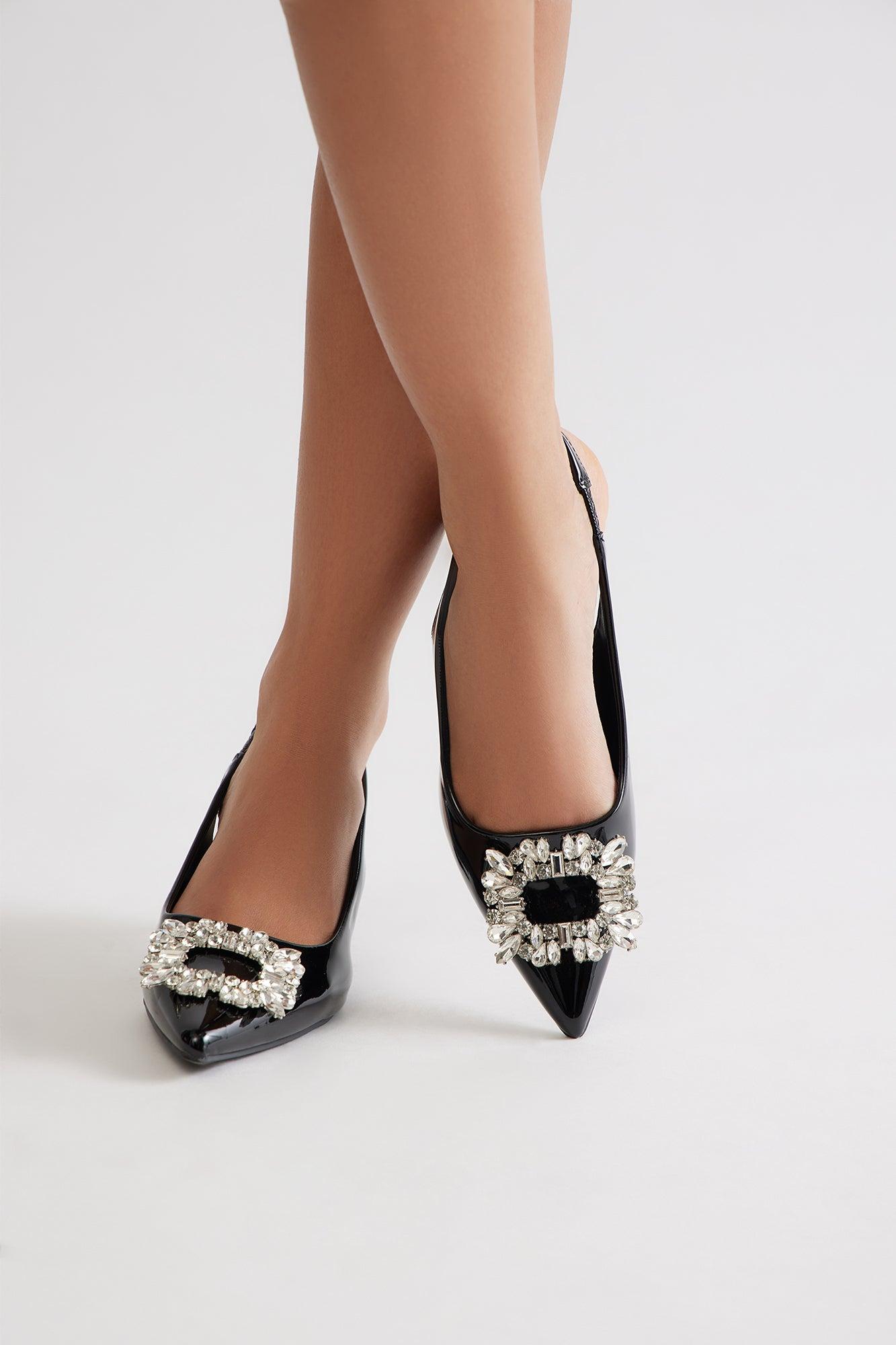 Hensey Jewel Slingback Pumps - Black Product Image