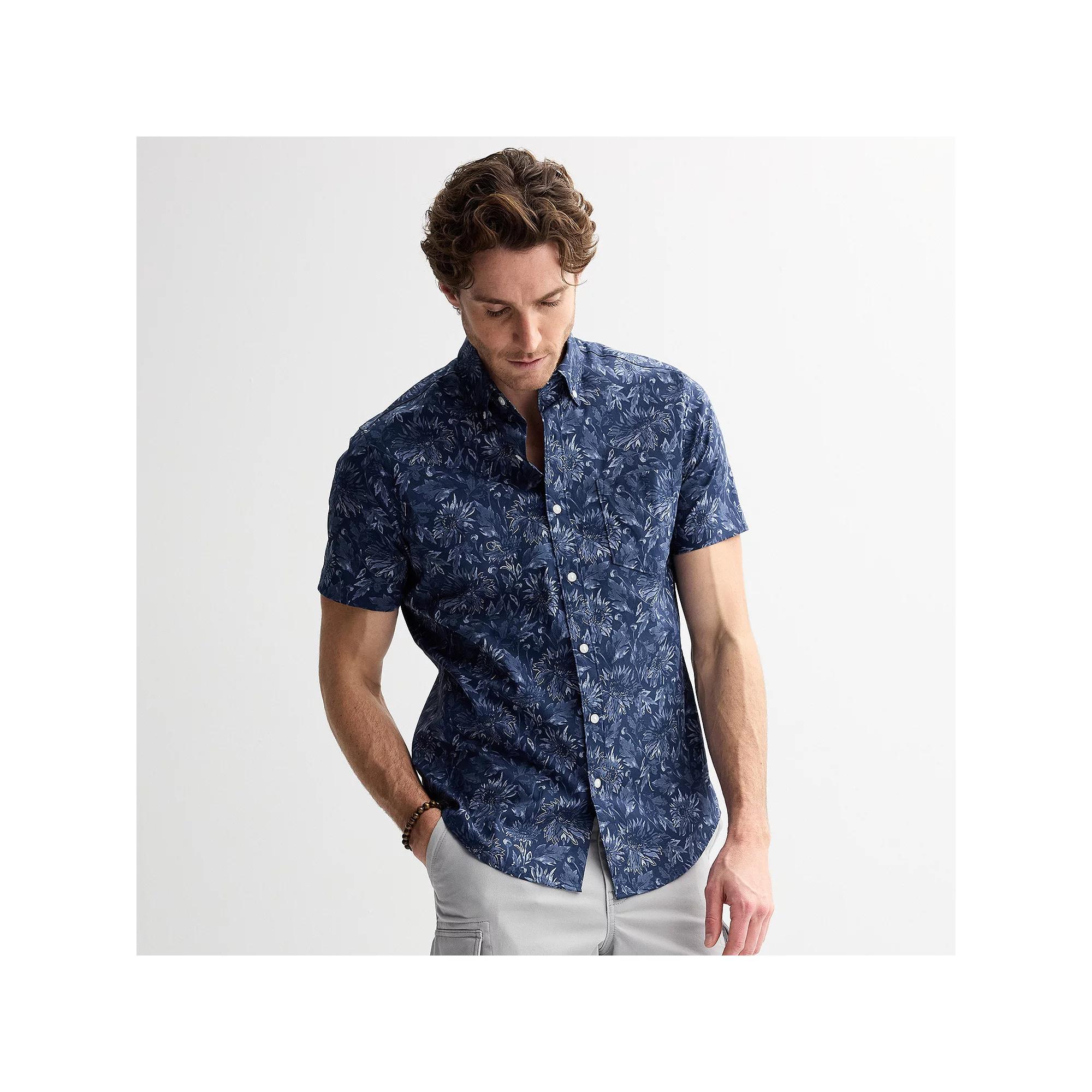 Men's Sonoma Goods For Life® Short Sleeve Perfect Length Button Down Shirt,  Product Image