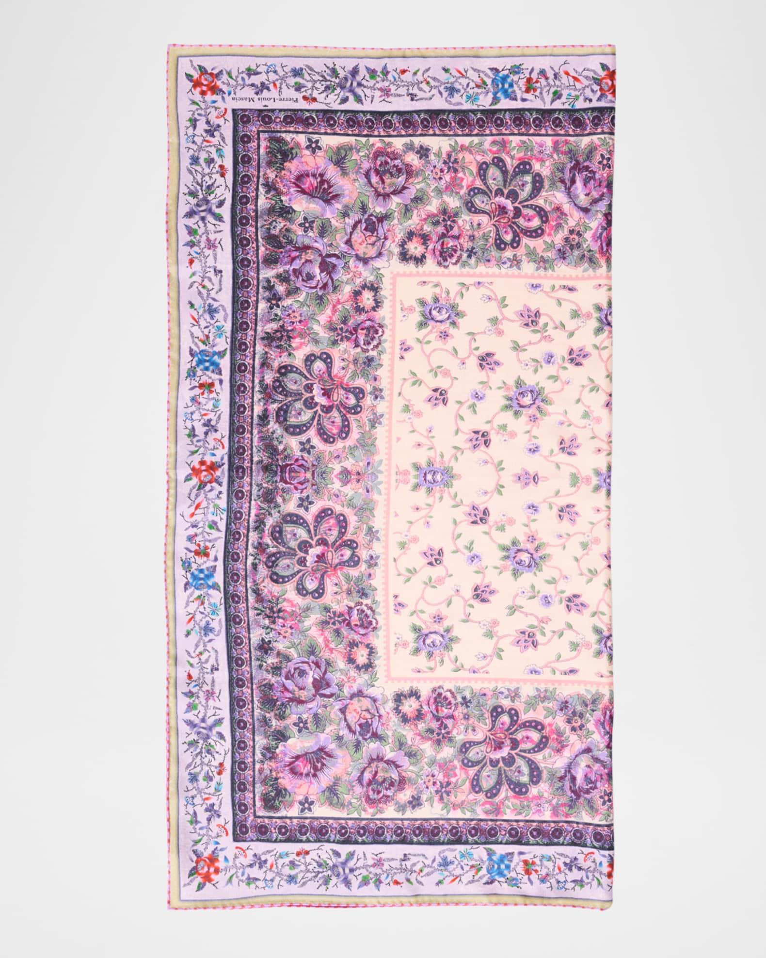 Multi-Color Floral Silk Square Scarf  Product Image