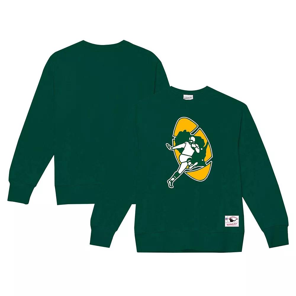 Men's Mitchell & Ness Dark Green Green Bay Packers Basic Fleece Pullover Sweatshirt,  Product Image