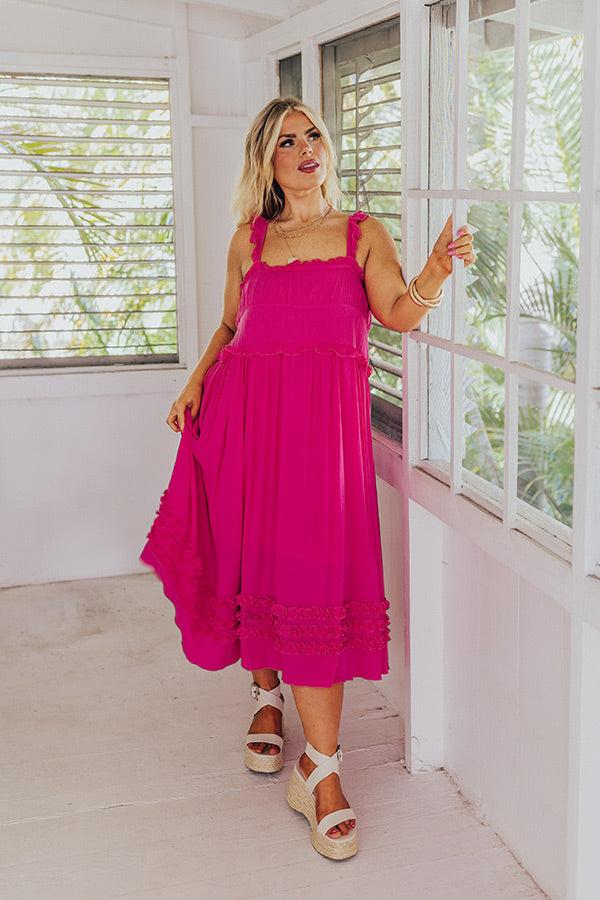 Bayside Bliss Ruffle Midi in Hot Pink Curves Product Image
