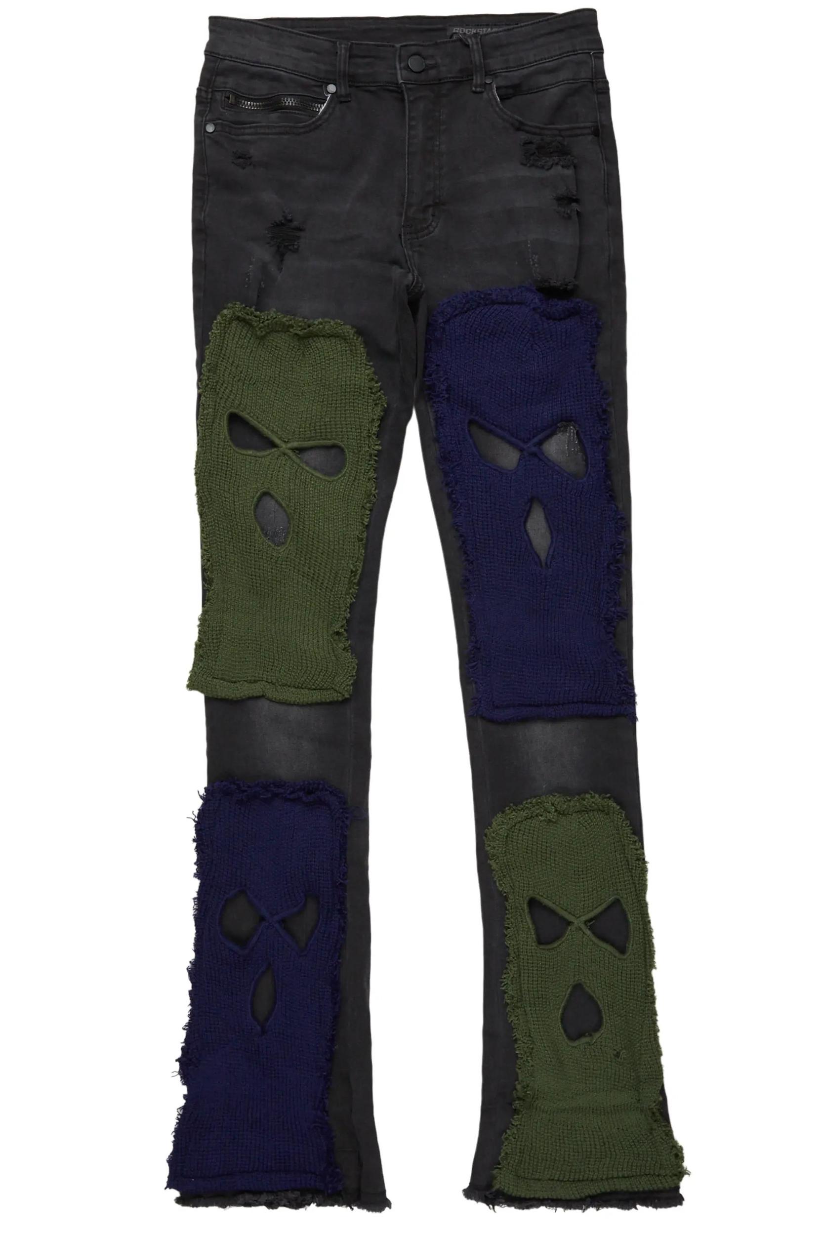 Destry Black Patchwork Stacked Flare Jean Male Product Image