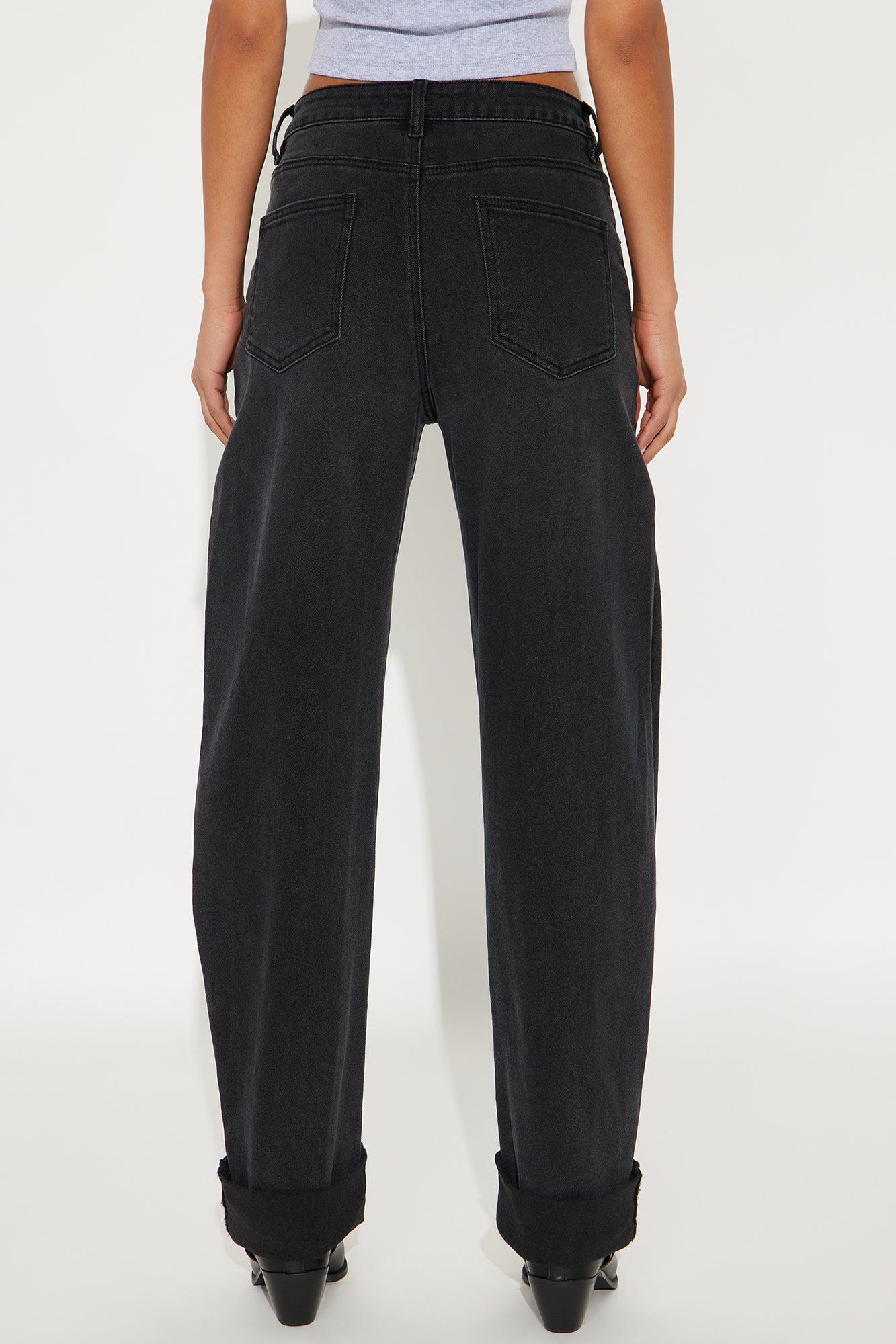 Doin' Time Denim Cuffed Straight Leg - Black Product Image