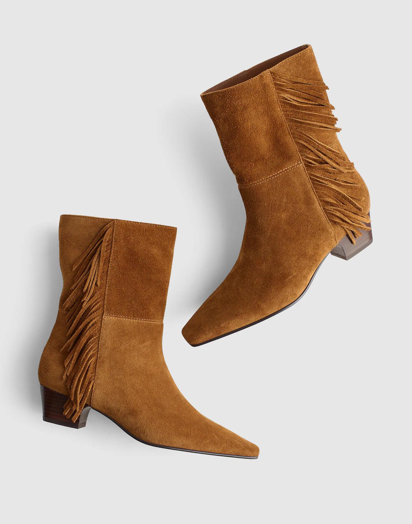 The Lexie Fringed Ankle Boot in Suede Product Image