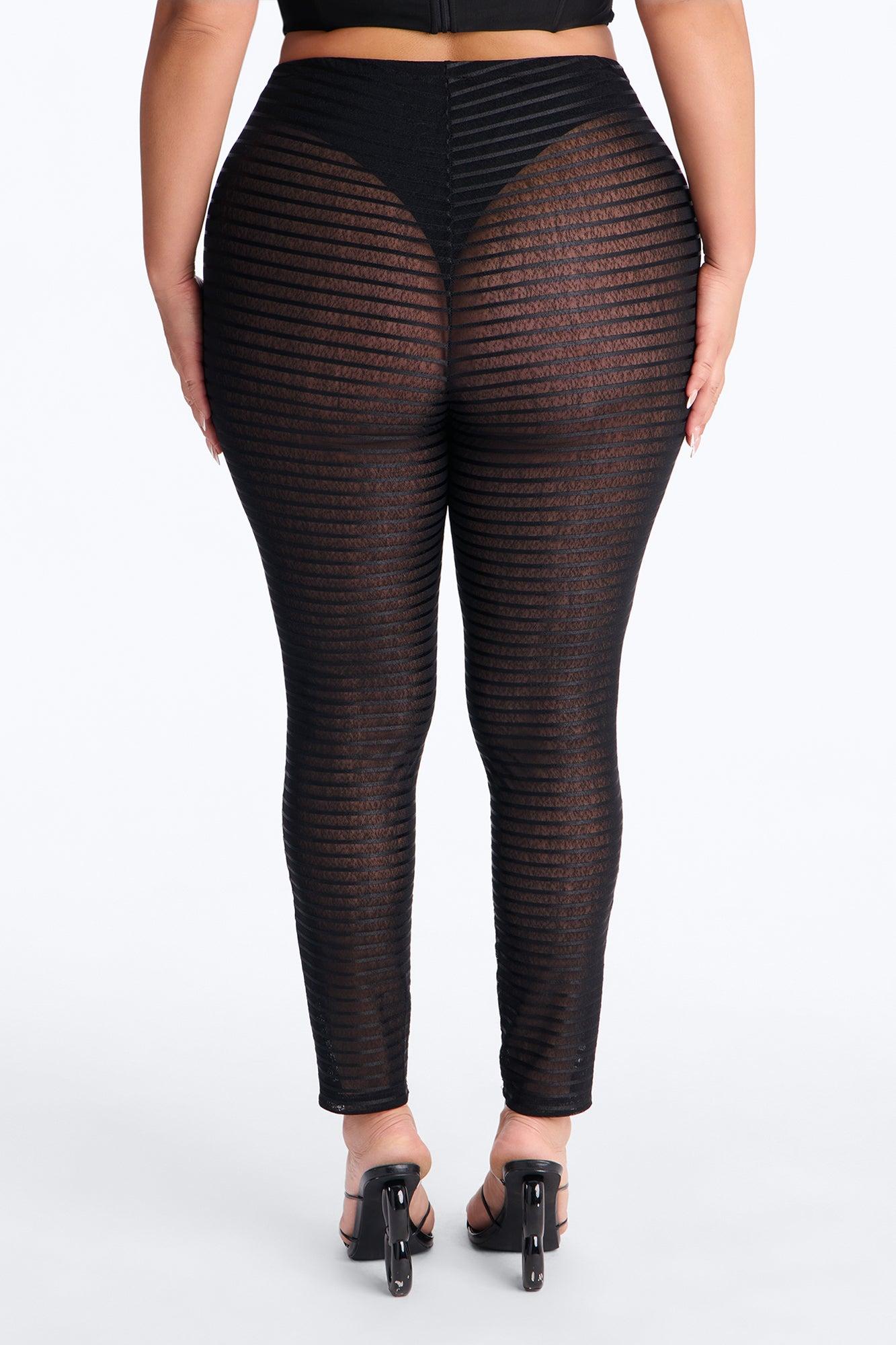 Kaylee Mid Rise Sheer Mesh Legging - Black Female Product Image
