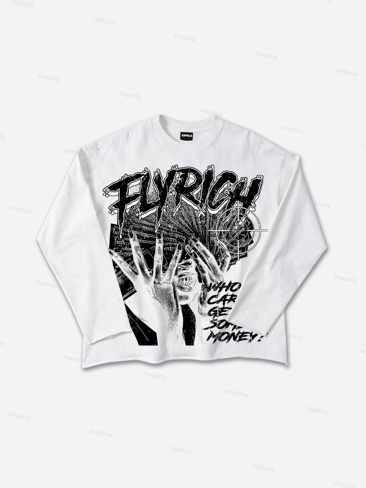 Sopula Unisex Mouth & Letter Print T-Shirt Product Image