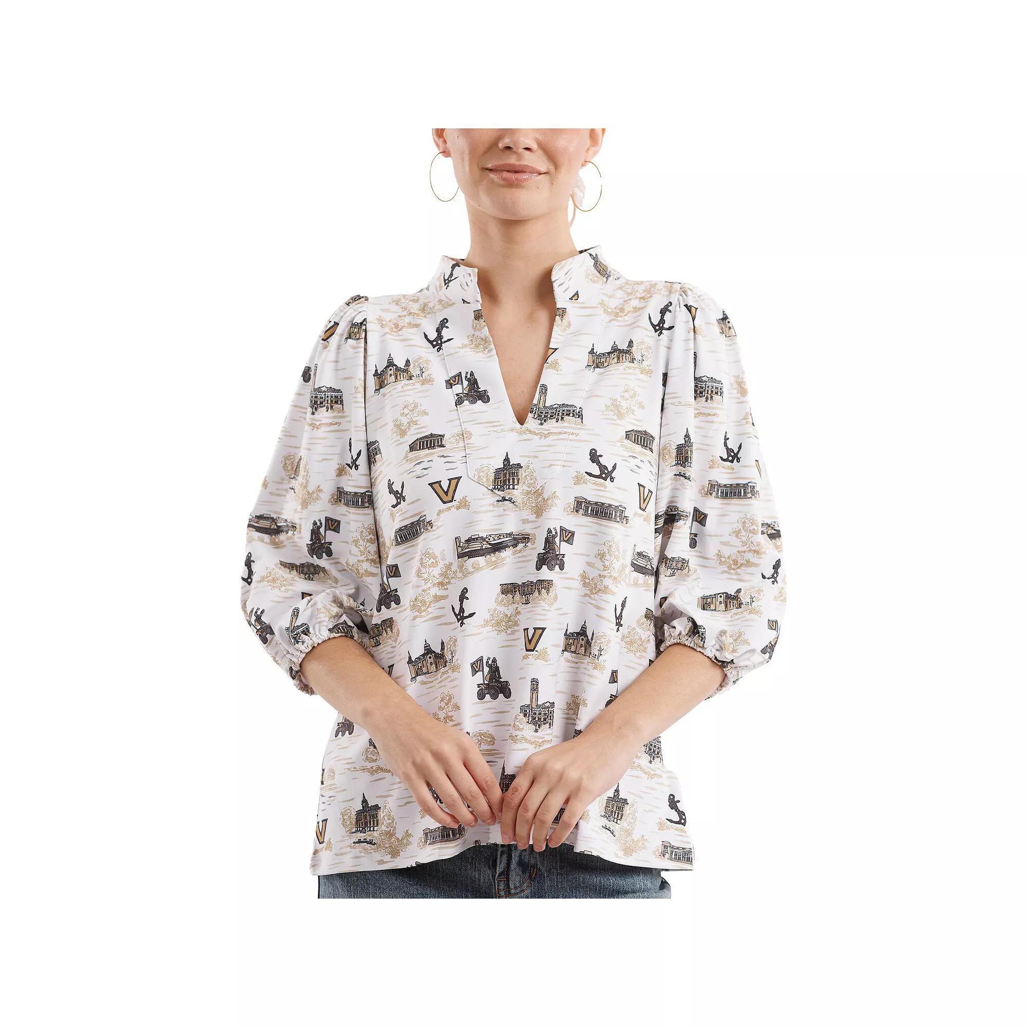 Women's Smith & Quinn Gold/White Vanderbilt Commodores Tailgate Collection Eliza Top, Size: Large Product Image