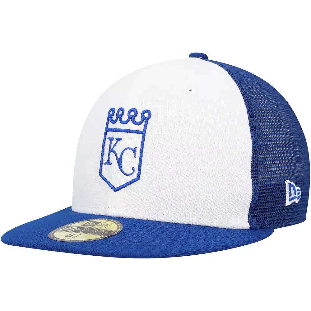 Men's New Era White/Blue Kansas City Royals 2023 On-Field Batting Practice 59FIFTY Fitted Hat, Size: 7 Product Image