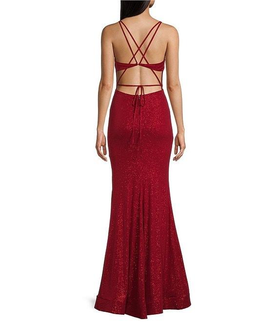 City Vibe Plunge Neck Spaghetti Strap Dress Product Image