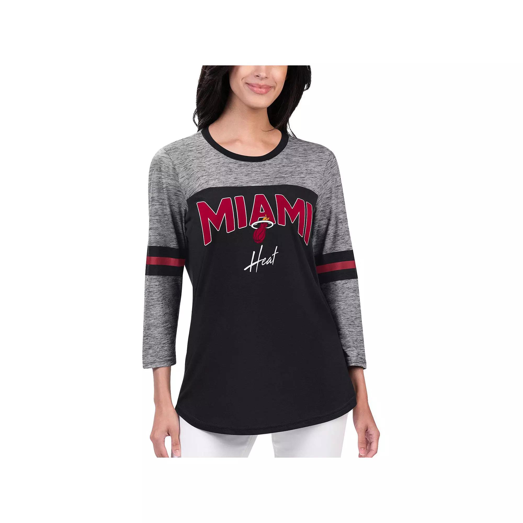 Women's G-III 4Her by Carl Banks Black Miami Heat Play the Game Three-Quarter Sleeve T-Shirt, Size: XL Product Image