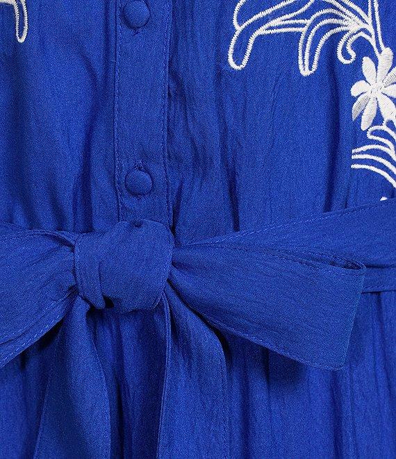 Calessa Split V-Neck Short Sleeve Embroidered Maxi Dress Product Image