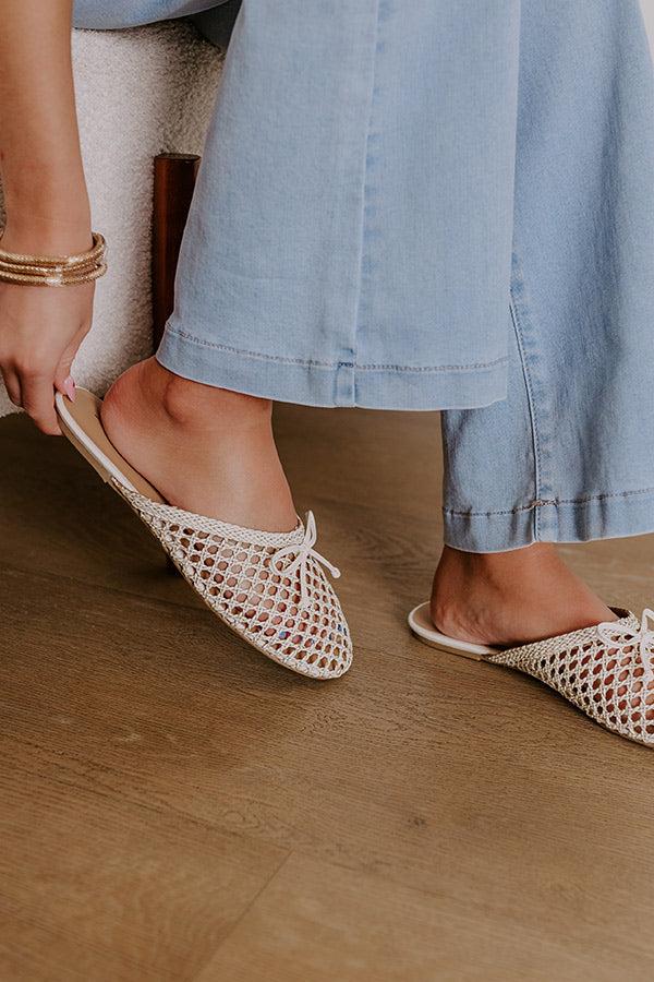 The Elsie Faux Leather Woven Flats in Ivory Product Image