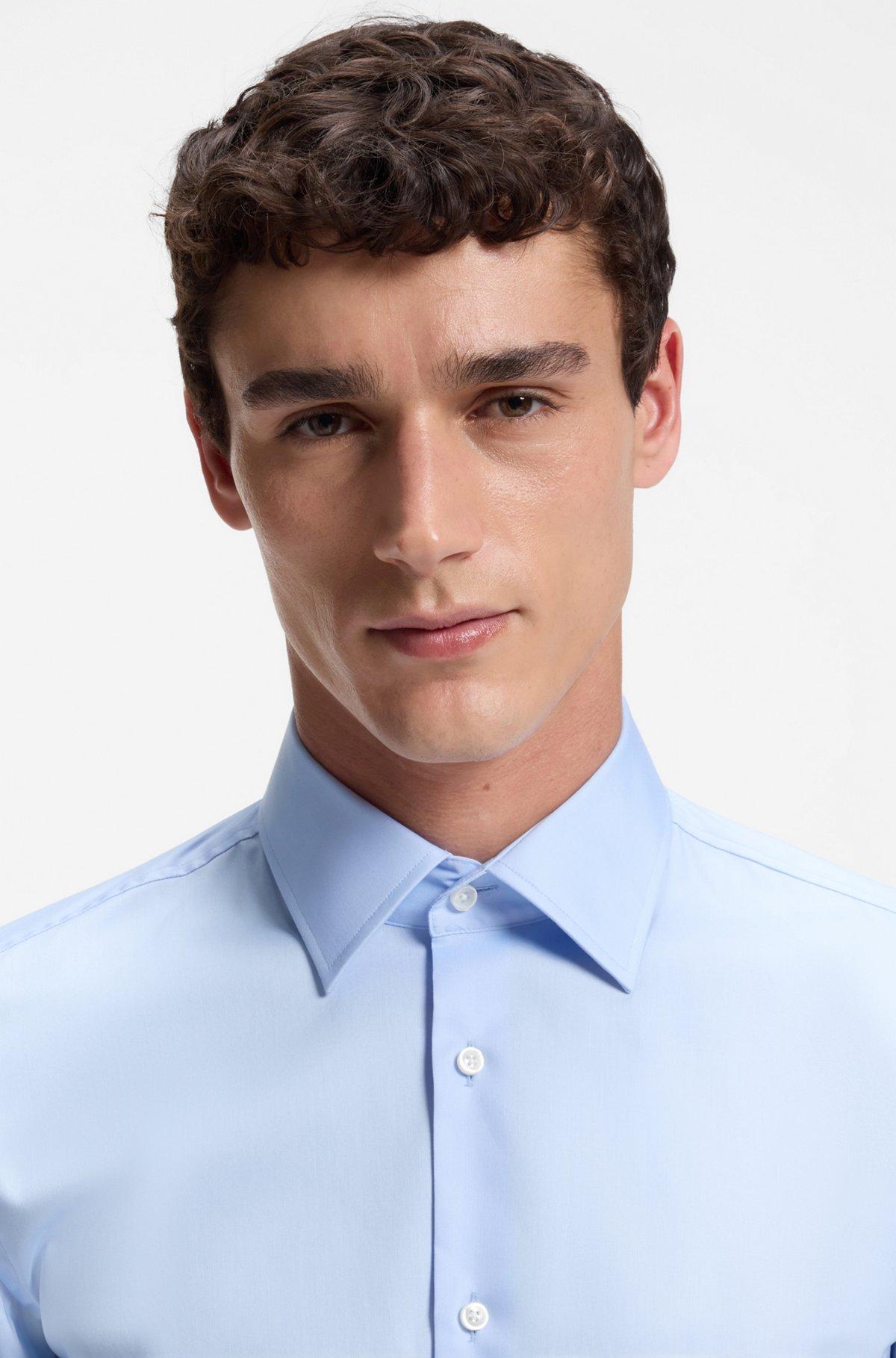 Slim-fit shirt in easy-iron cotton poplin Product Image