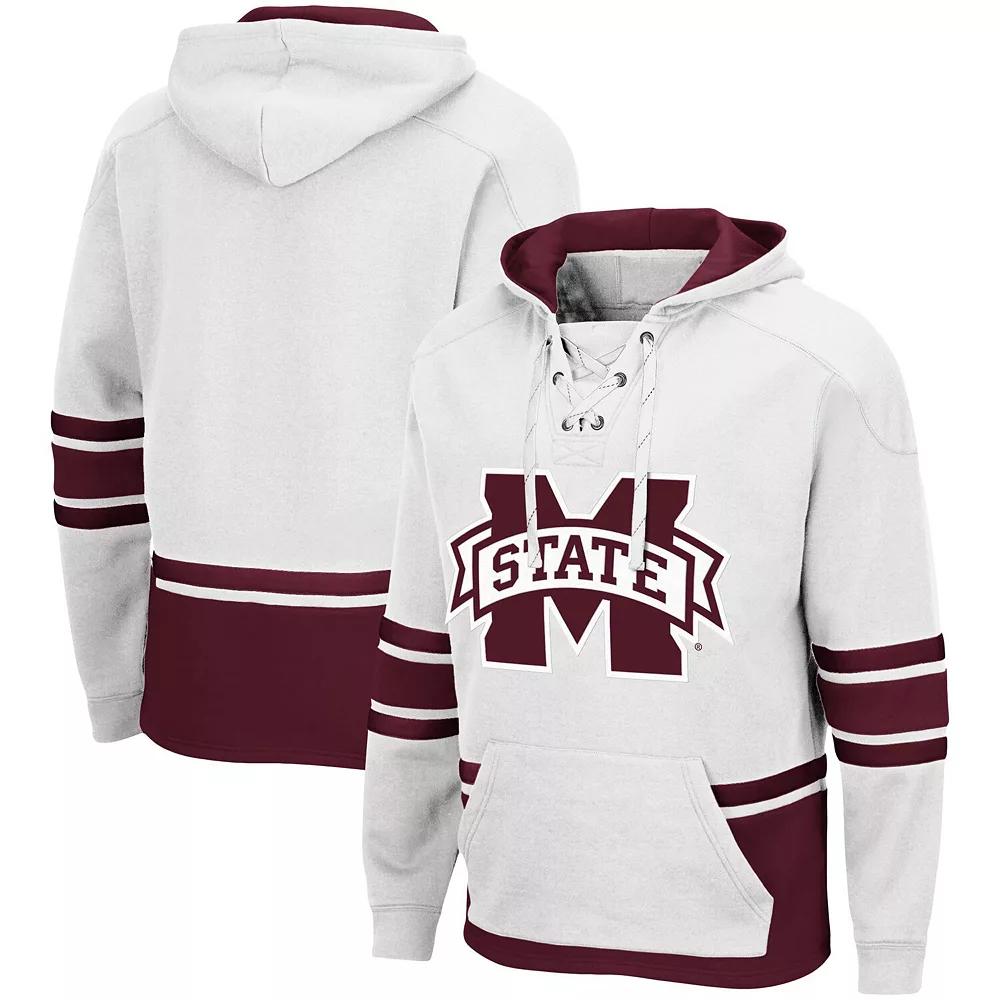 Men's Colosseum White Mississippi State Bulldogs Lace Up 3.0 Pullover Hoodie, Size: Small, Mst White Product Image
