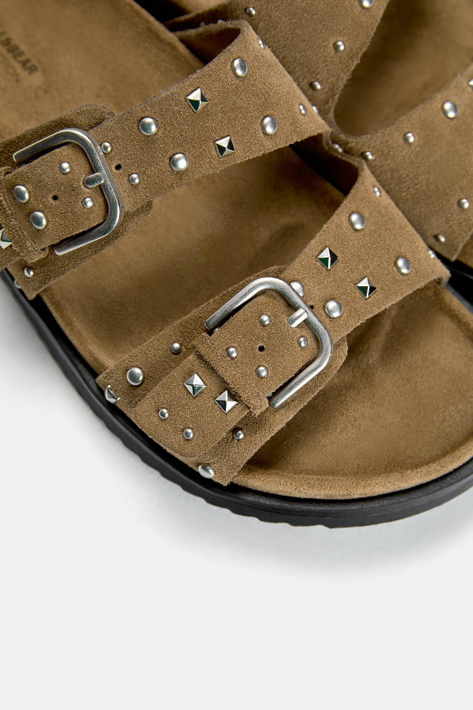 Studded leather sandals with buckles Product Image