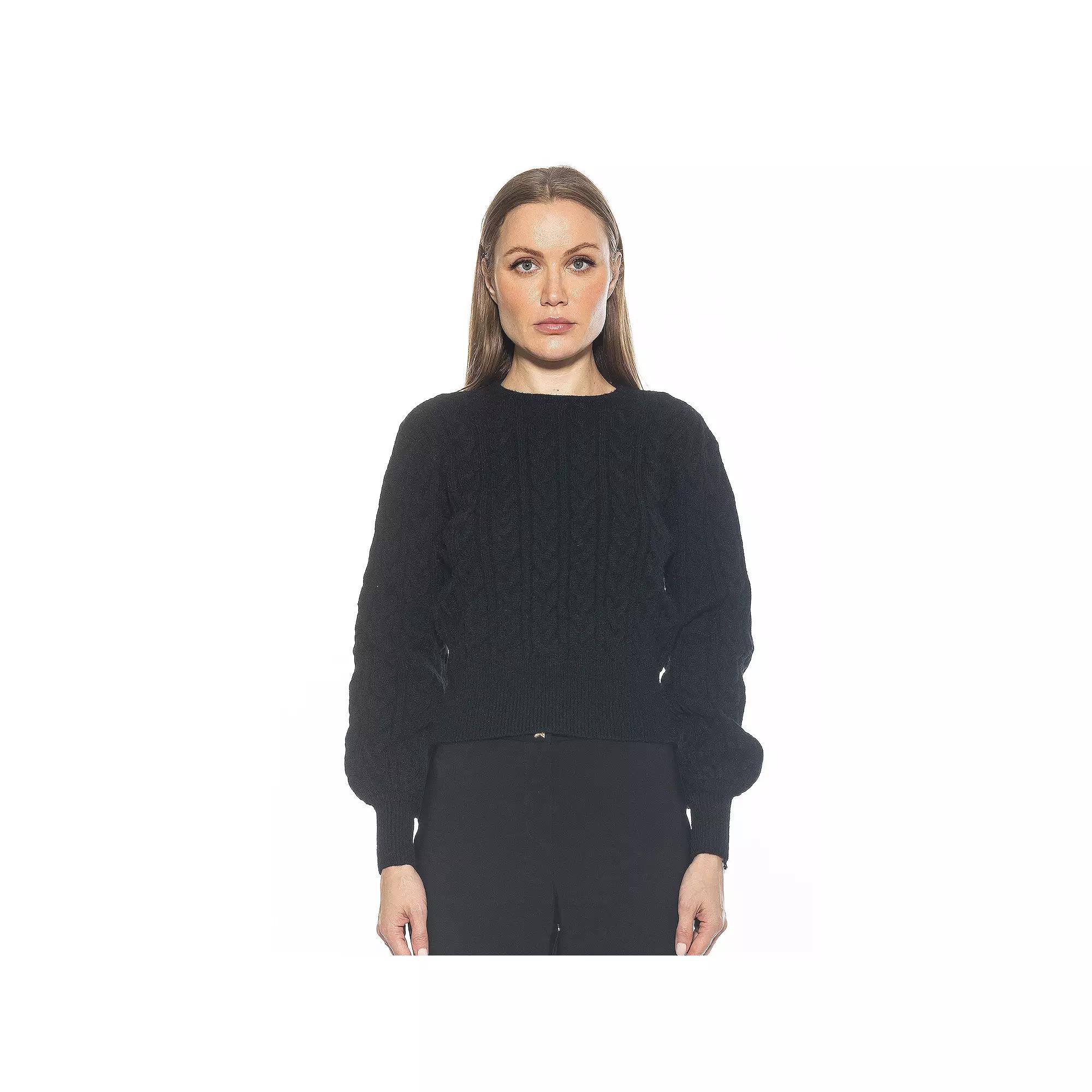 Women's ALEXIA ADMOR Berli Crewneck Bubble Sleeve Cable Knit Sweater,  Product Image