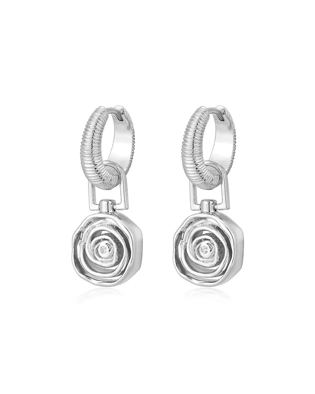 LUV AJ | Rosette Coil Charm Hoop Earrings Product Image