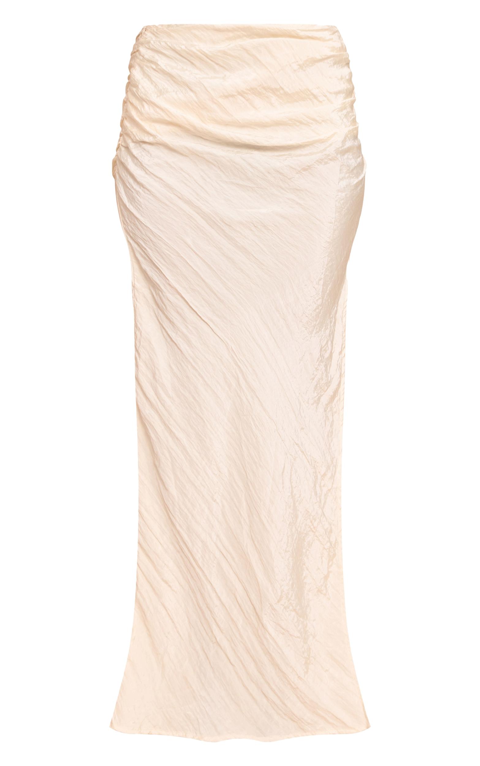 Cream Textured Woven Maxi Skirt Product Image