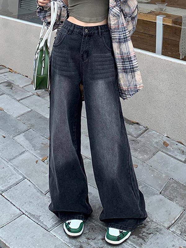 Black and grey velvet vintage wide leg jeans Product Image