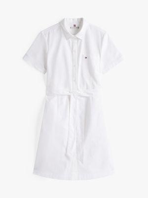 Short-Sleeve Belted Oxford Shirtdress Product Image