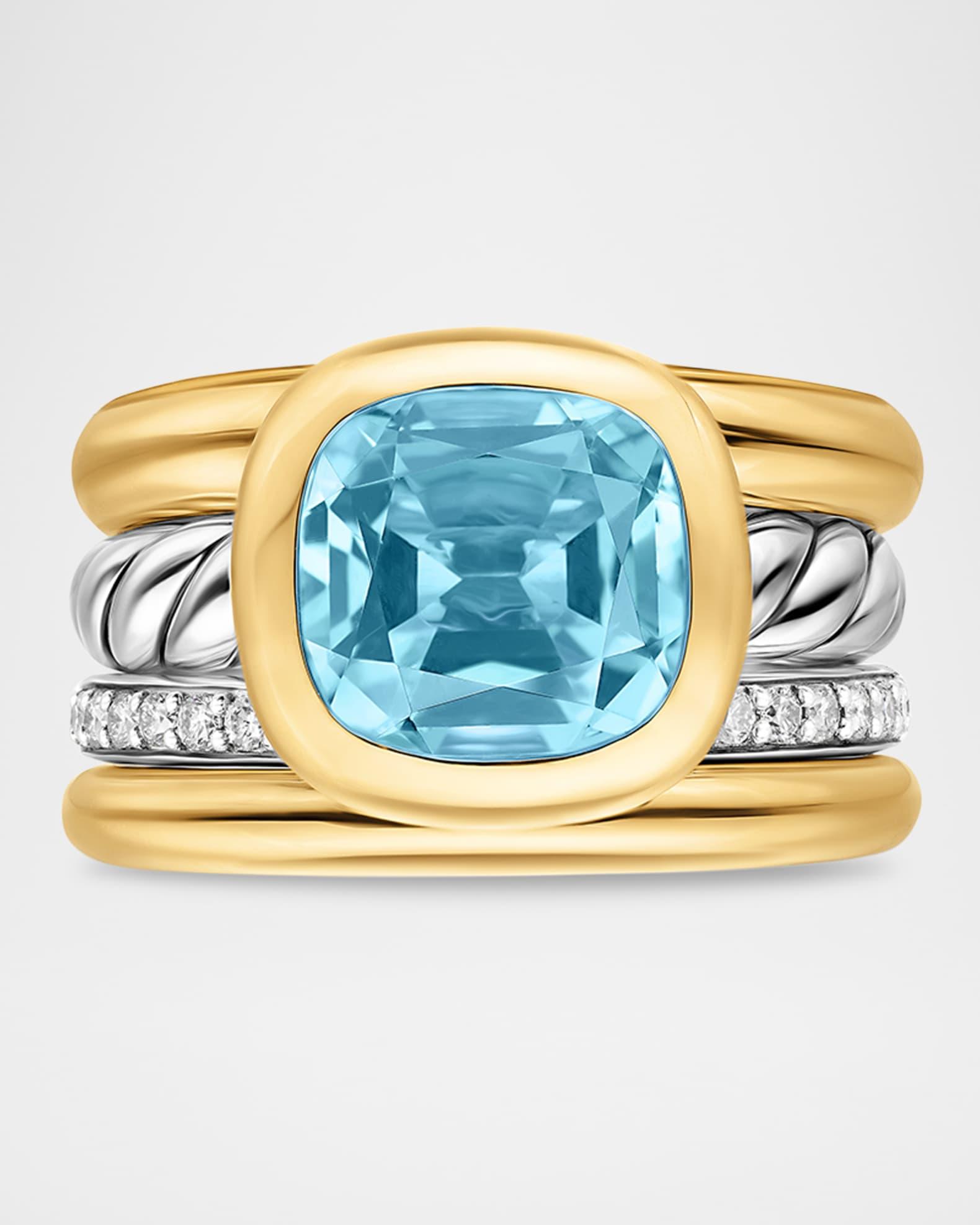 DY Mercer 4 Row Stone Ring with Diamonds in Silver and 18K Gold Product Image