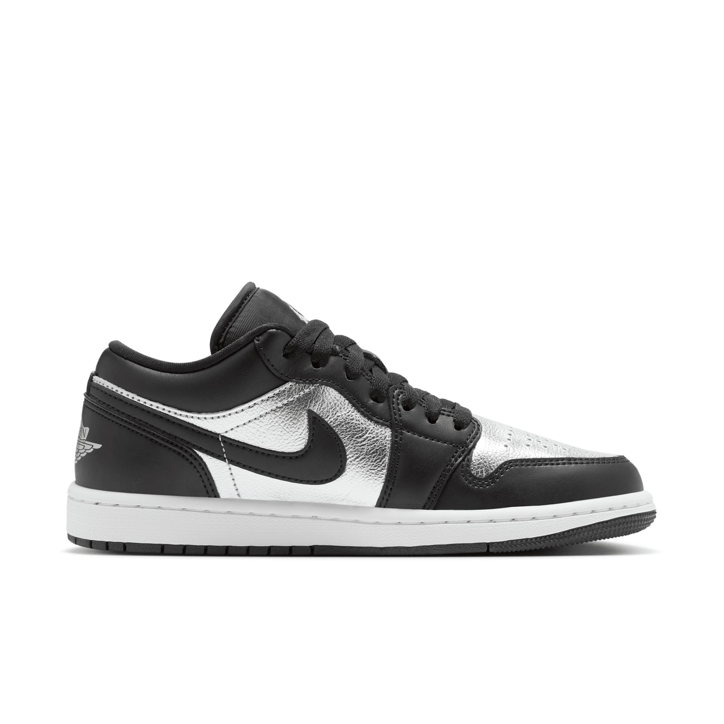 Jordan Womens Jordan AJ 1 Low SE - Womens Basketball Shoes White/Black/Metallic Silver Product Image
