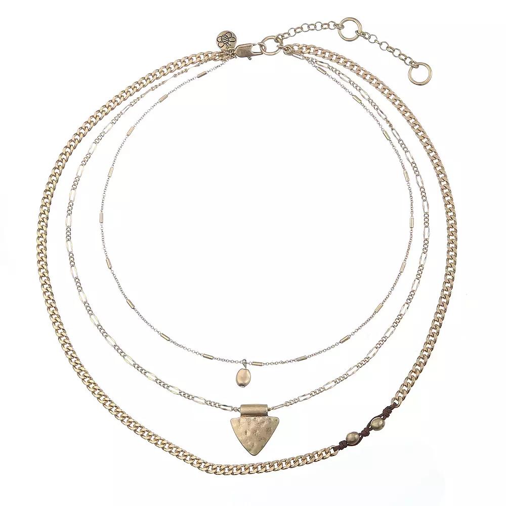 Bella Uno Worn Gold Multi-strand Arrow Charm Chain Necklace, Women's, Size: 16/18/20+3, Gold Tone Product Image