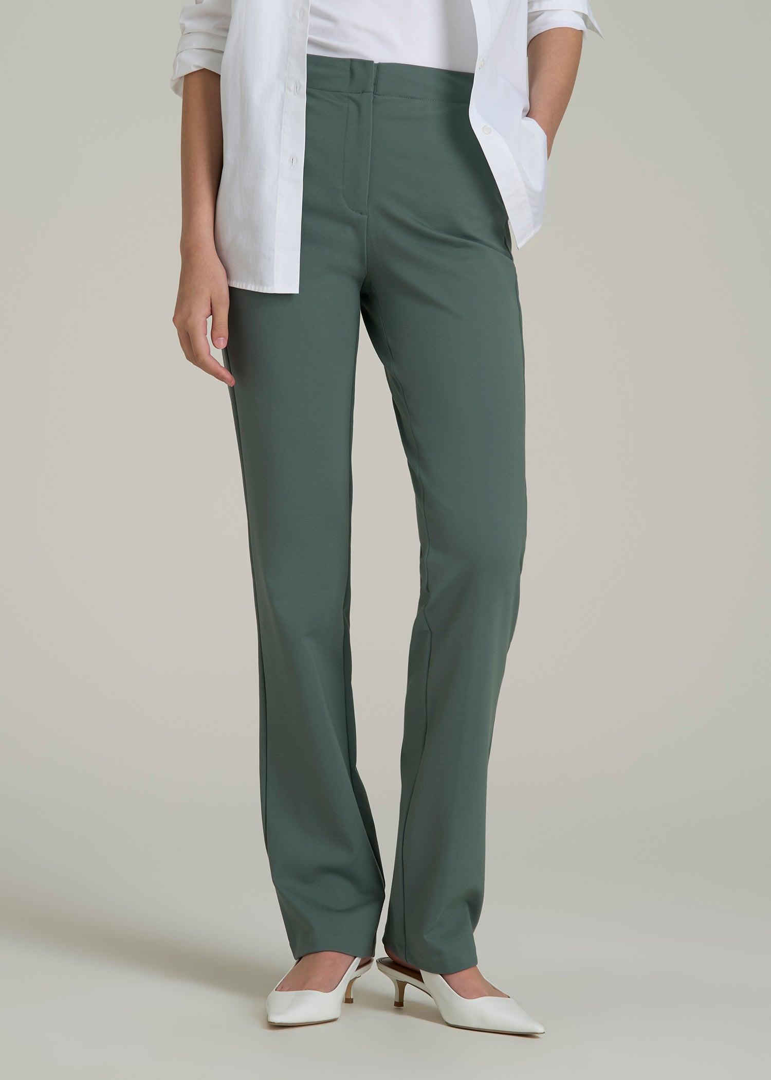 Slim Straight Leg Dress Pants for Tall Women in Balsam Green Female Product Image