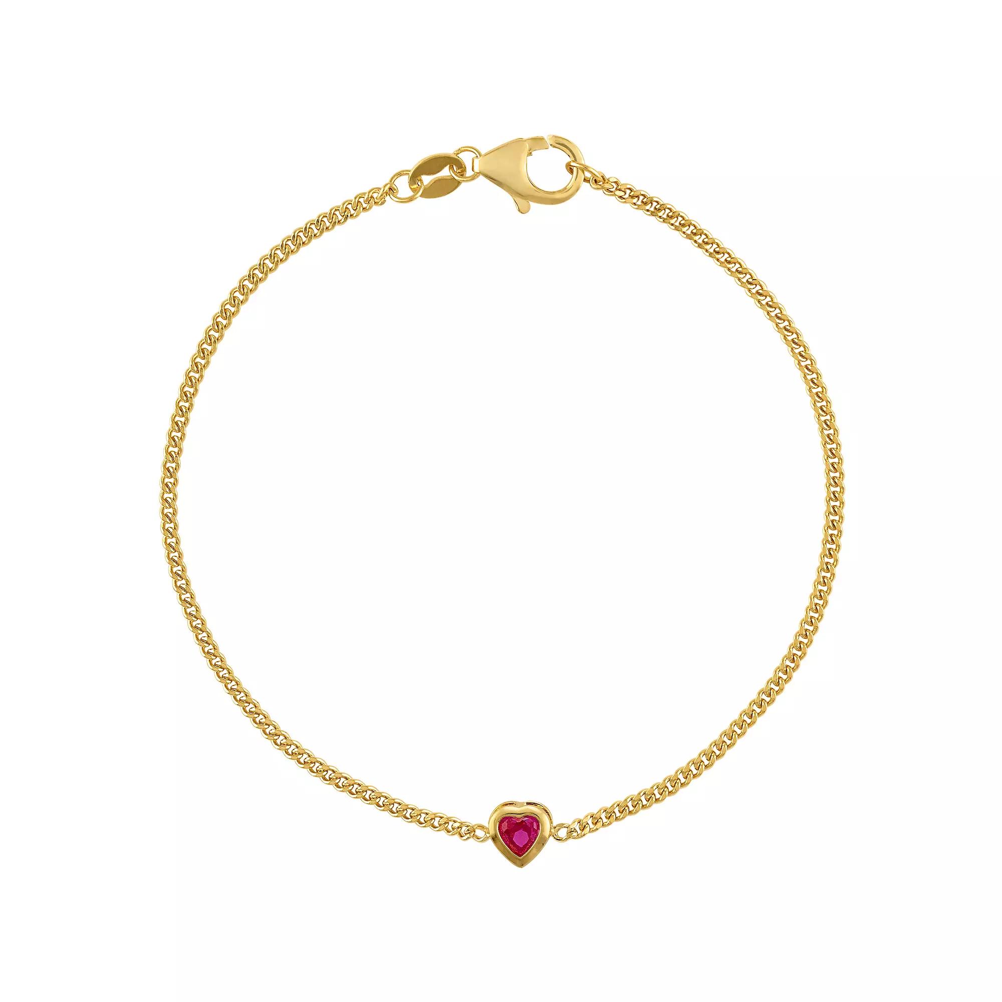 Designs by Gioelli 14k Gold Over Sterling Silver Gemstone Curb Chain Bracelet, Womens, Peridot Product Image