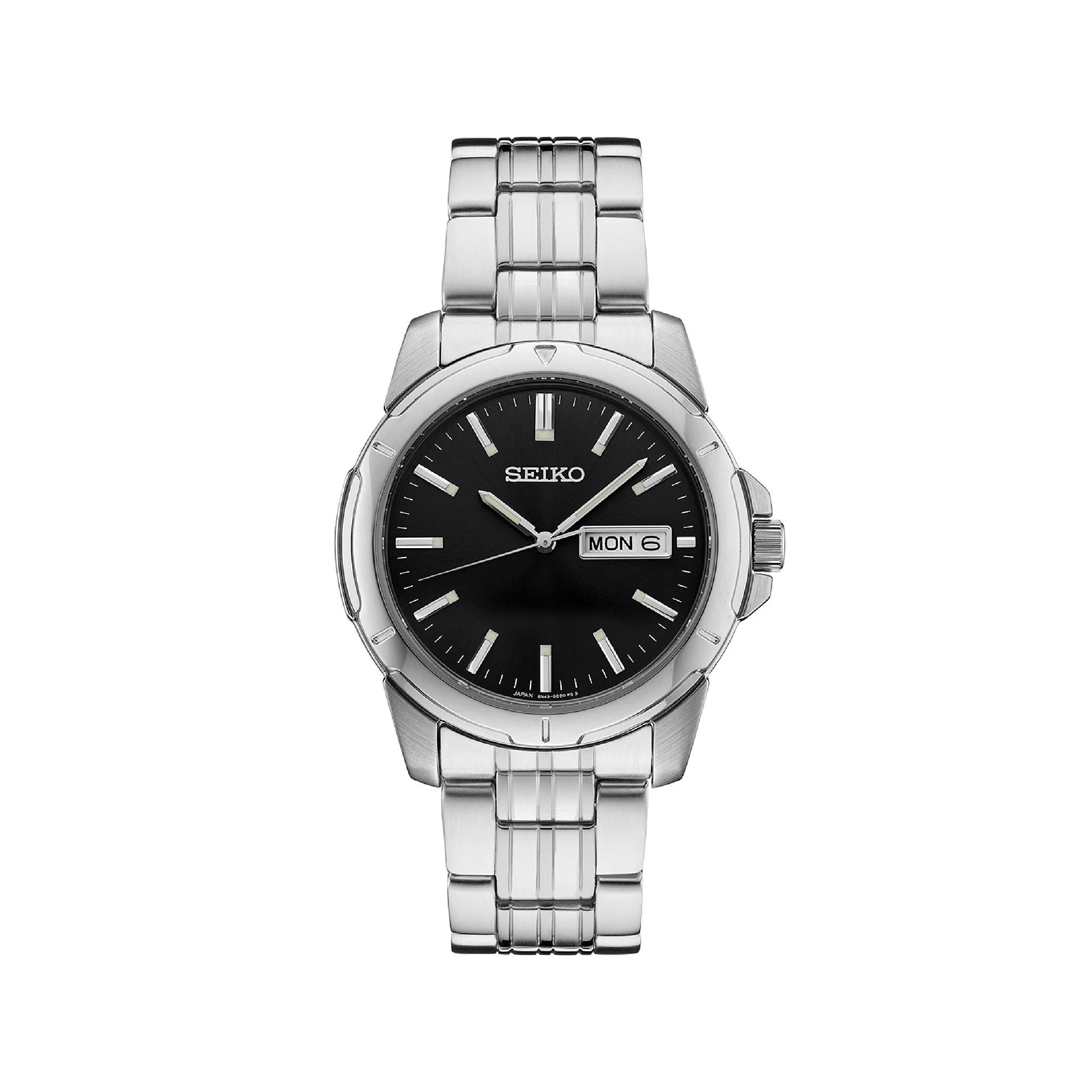 Seiko Mens Essential Stainless Steel Black Dial Watch - SUR355 Silver Product Image