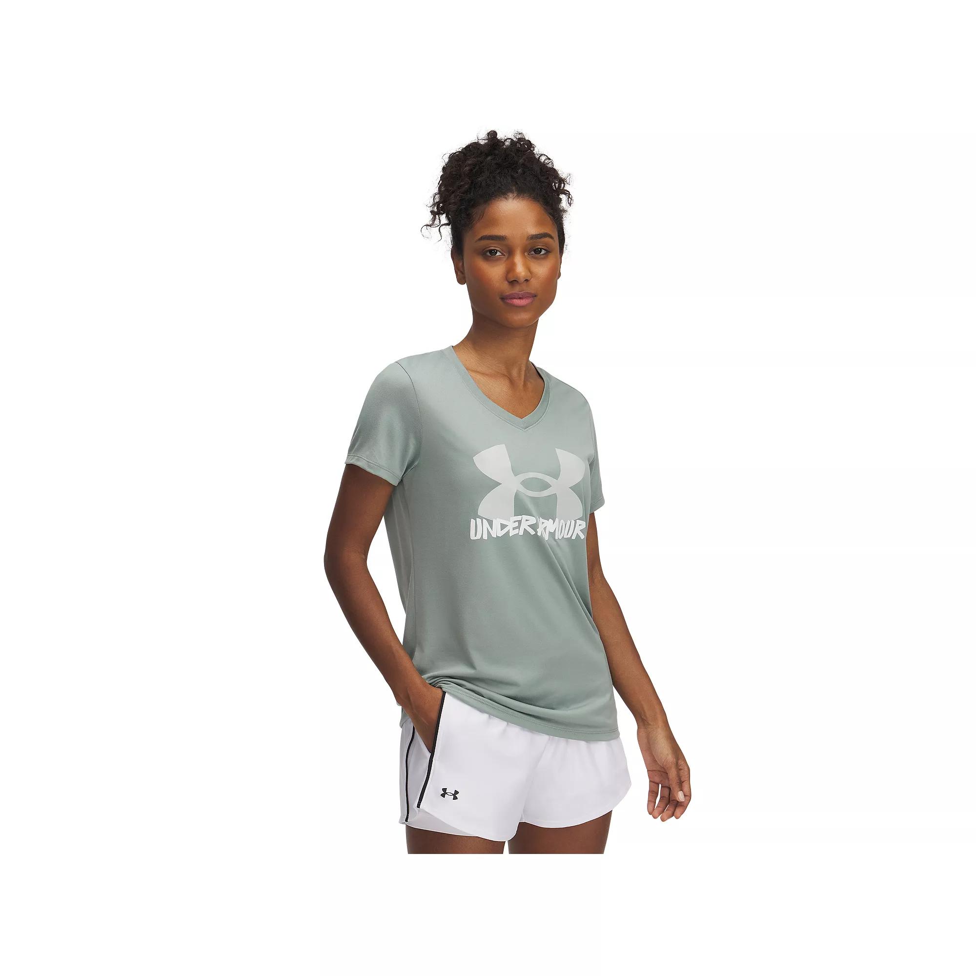 Women's Under Armour Tech™ Marker Short Sleeve Graphic Tee, Size: XXL, Silica Green Product Image