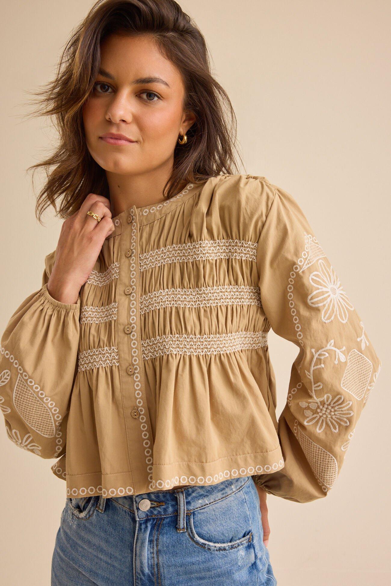 Kaylin Embroidered Babydoll Top Product Image