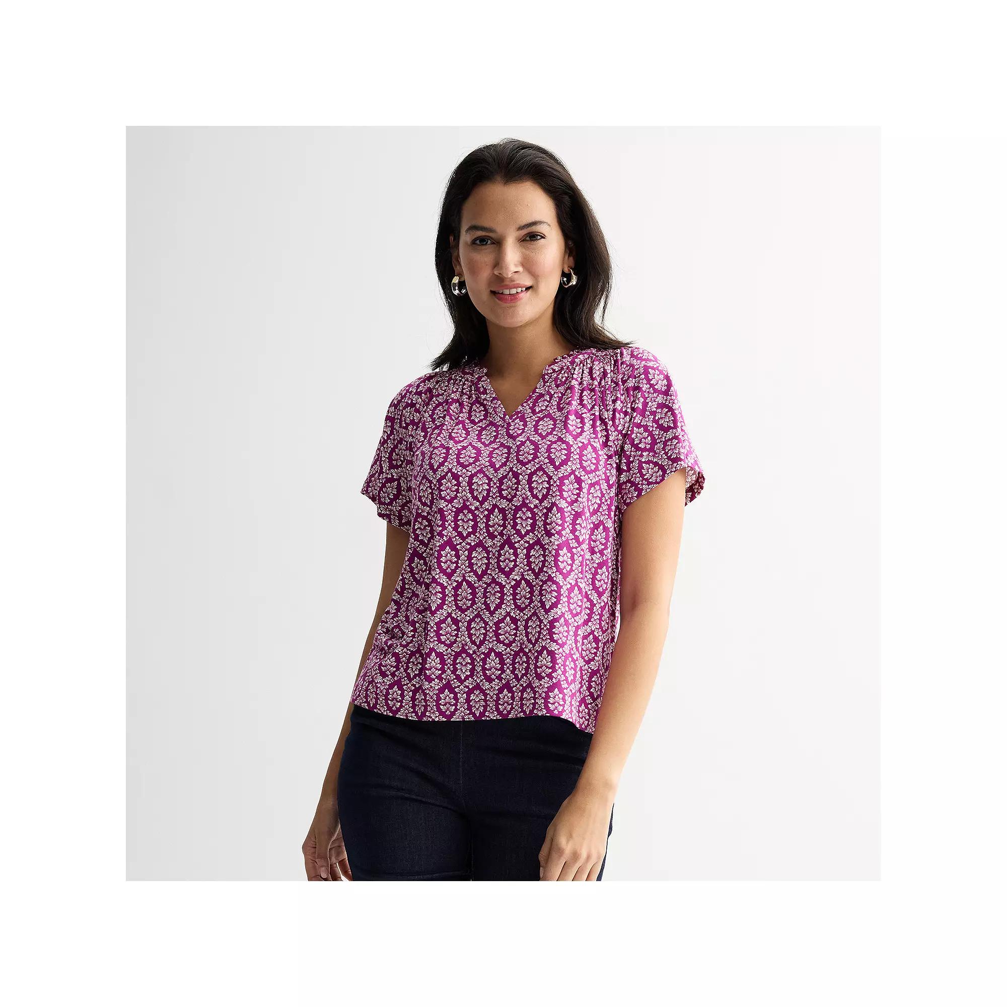 Women's Croft & Barrow® Smocked Raglan Top,  Product Image