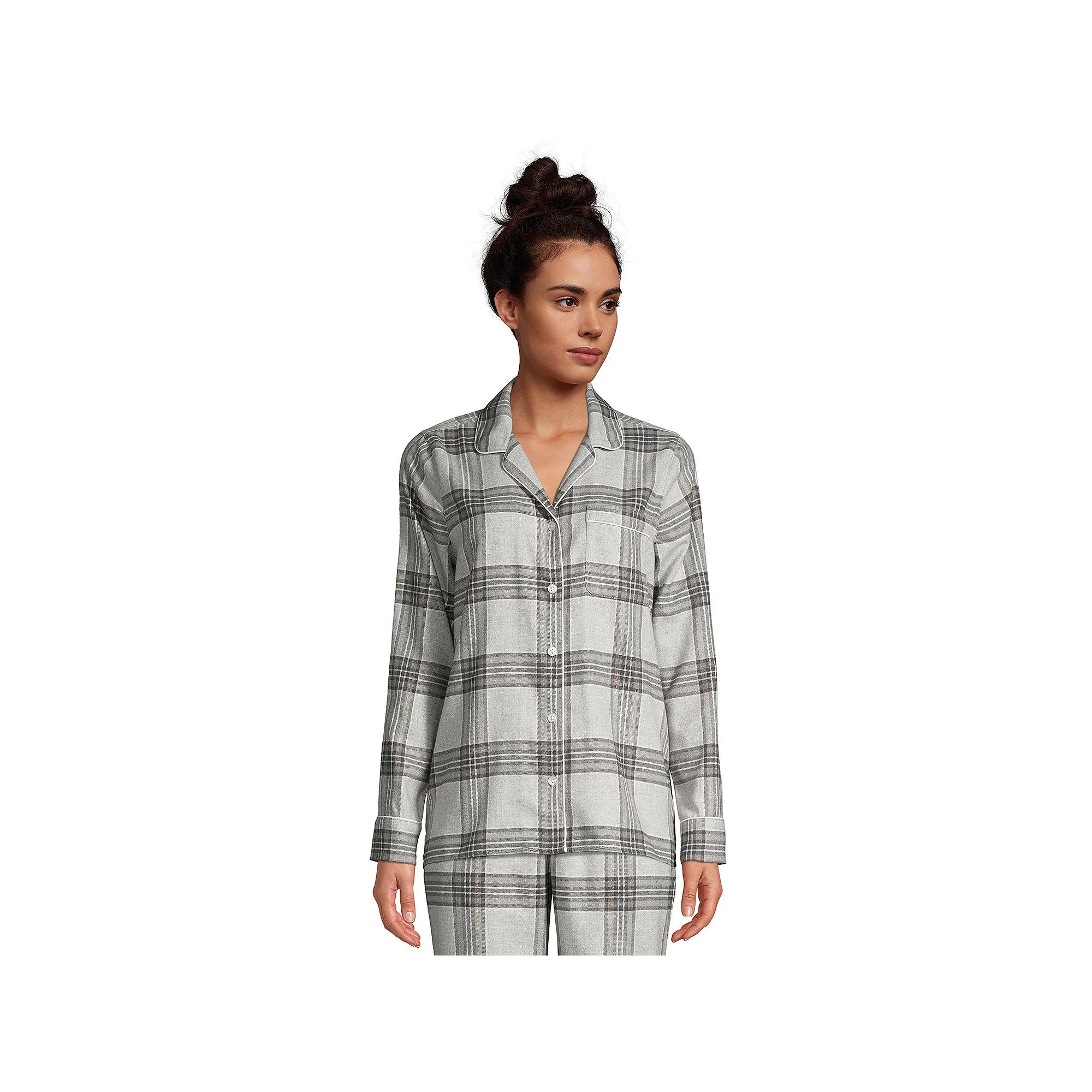 Women's Lands' End Long Sleeve Flannel Pajama Top,  Product Image